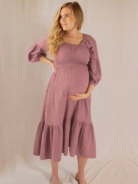 Emme Eliza Maternity and Nursing Dress in Cotton Gauze